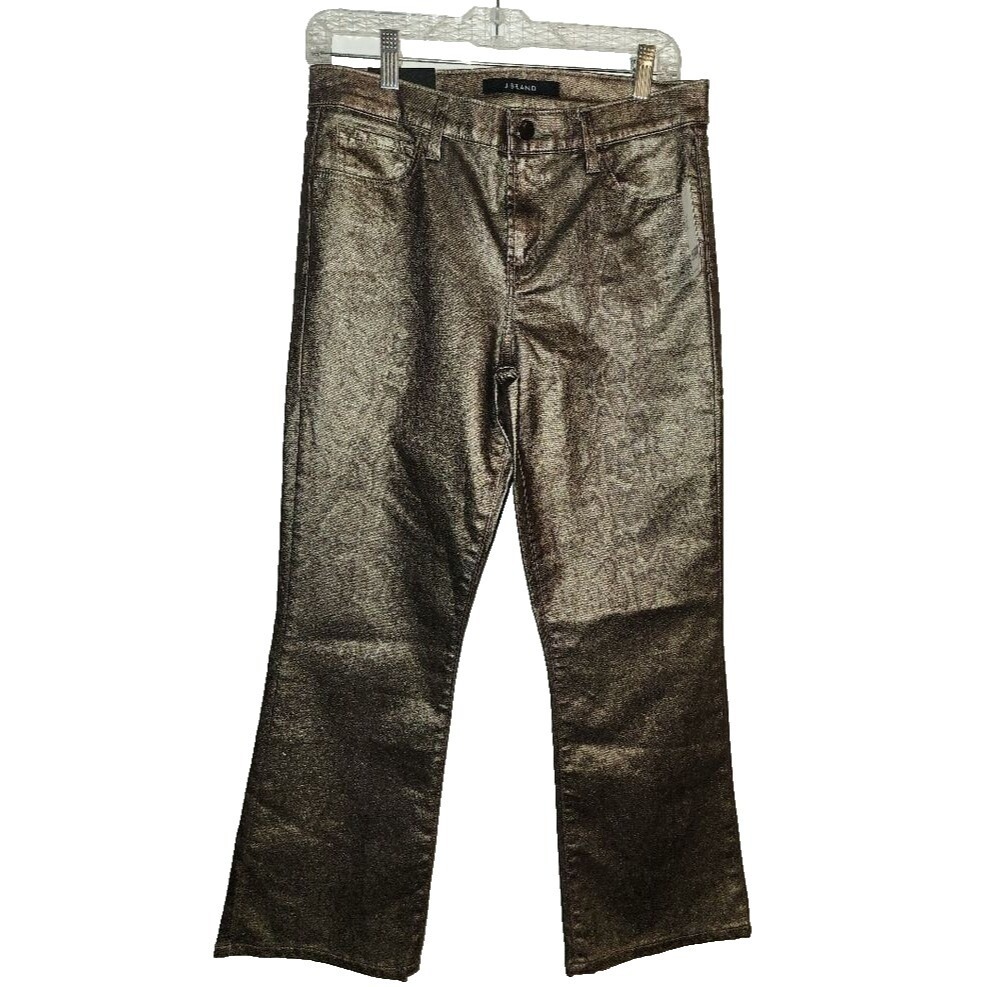 J Brand Selena Mid Rise Crop Boot Photo Ready Metallic Jeans 29